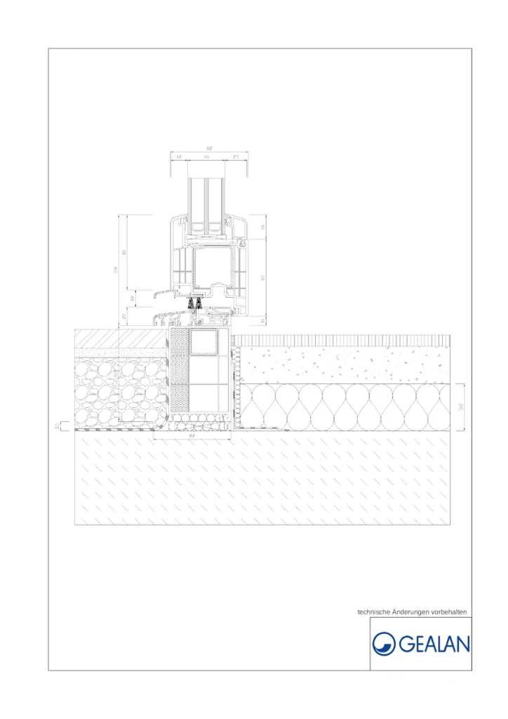 S9000 AD balkonajtó alsó beépítési csomópont