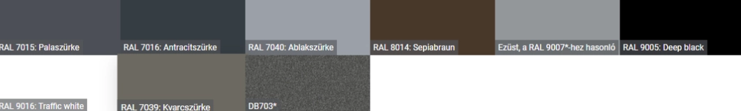 Standard GEALAN-acrylcolor® színek S9000