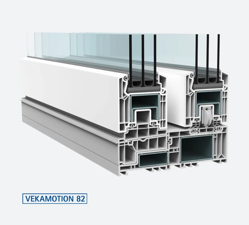 VEKAMOTION 82 műanyag tolóajtóprofil